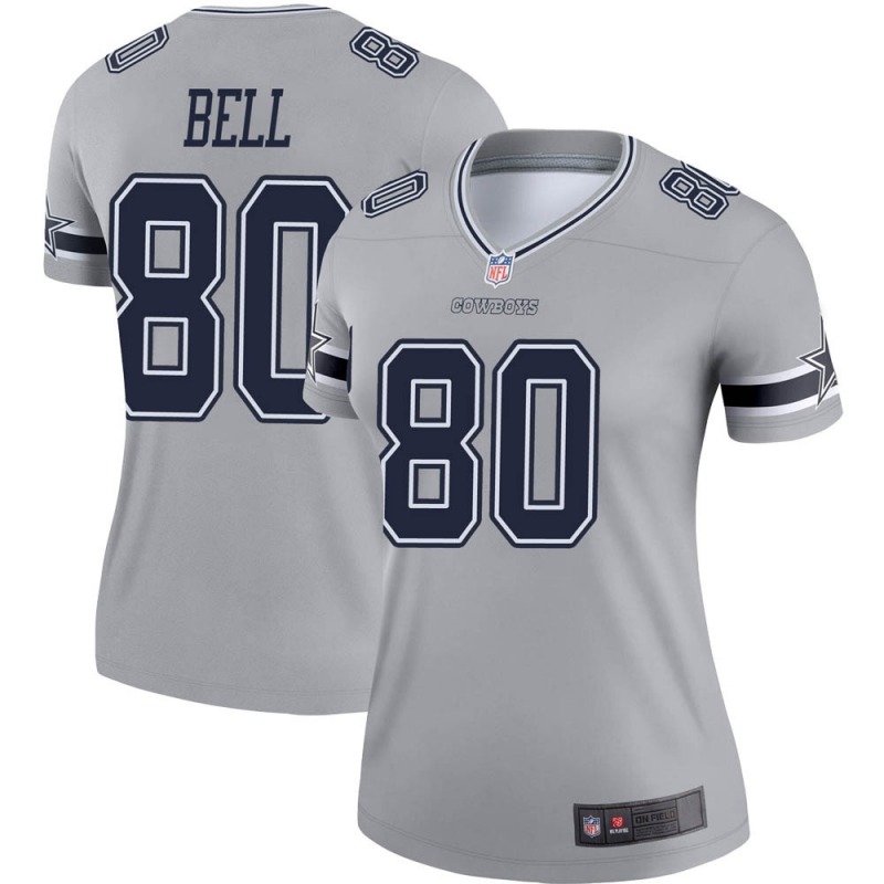 2020 Nike NFL Women Dallas Cowboys 80 Blake Bell Gray Legend Inverted Jersey